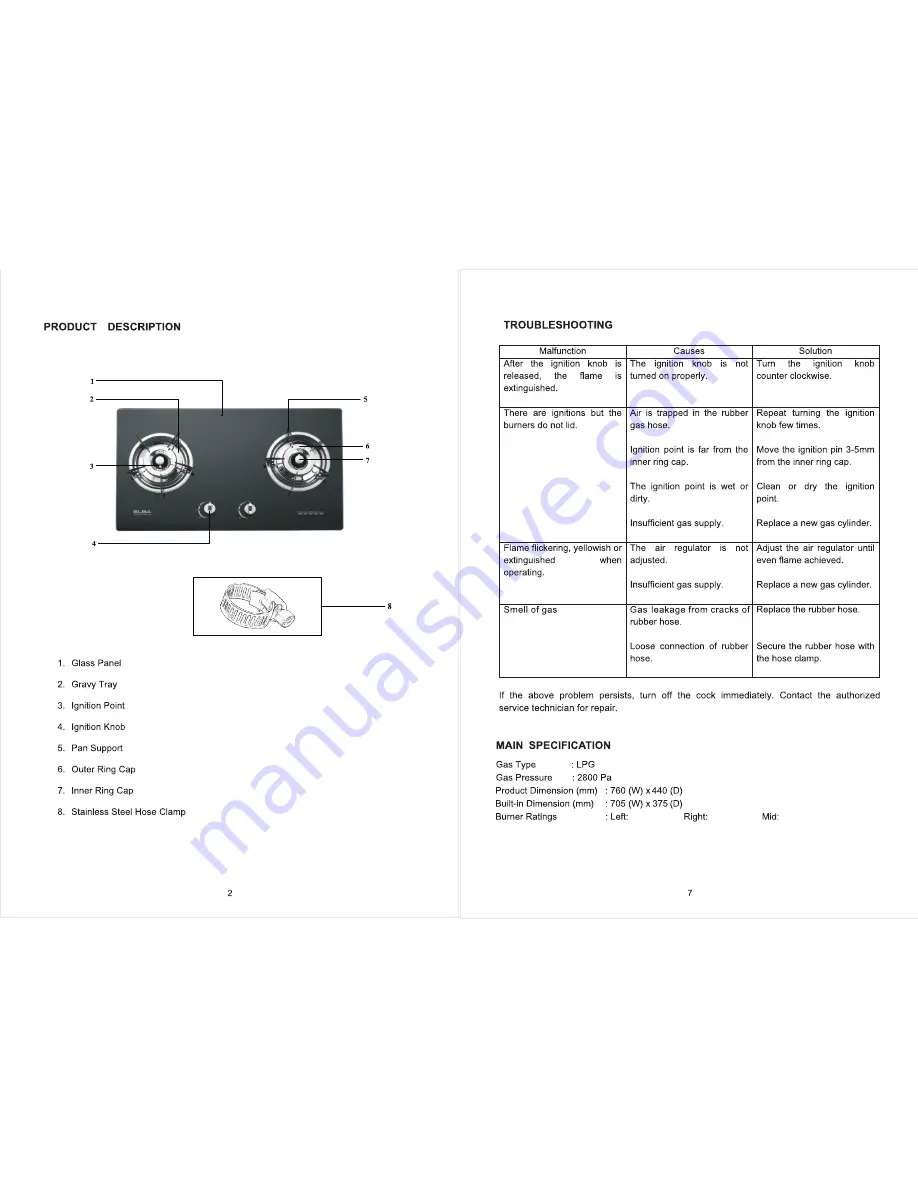 Elba EGH-D8502G(BK) Owner'S Manual Download Page 4