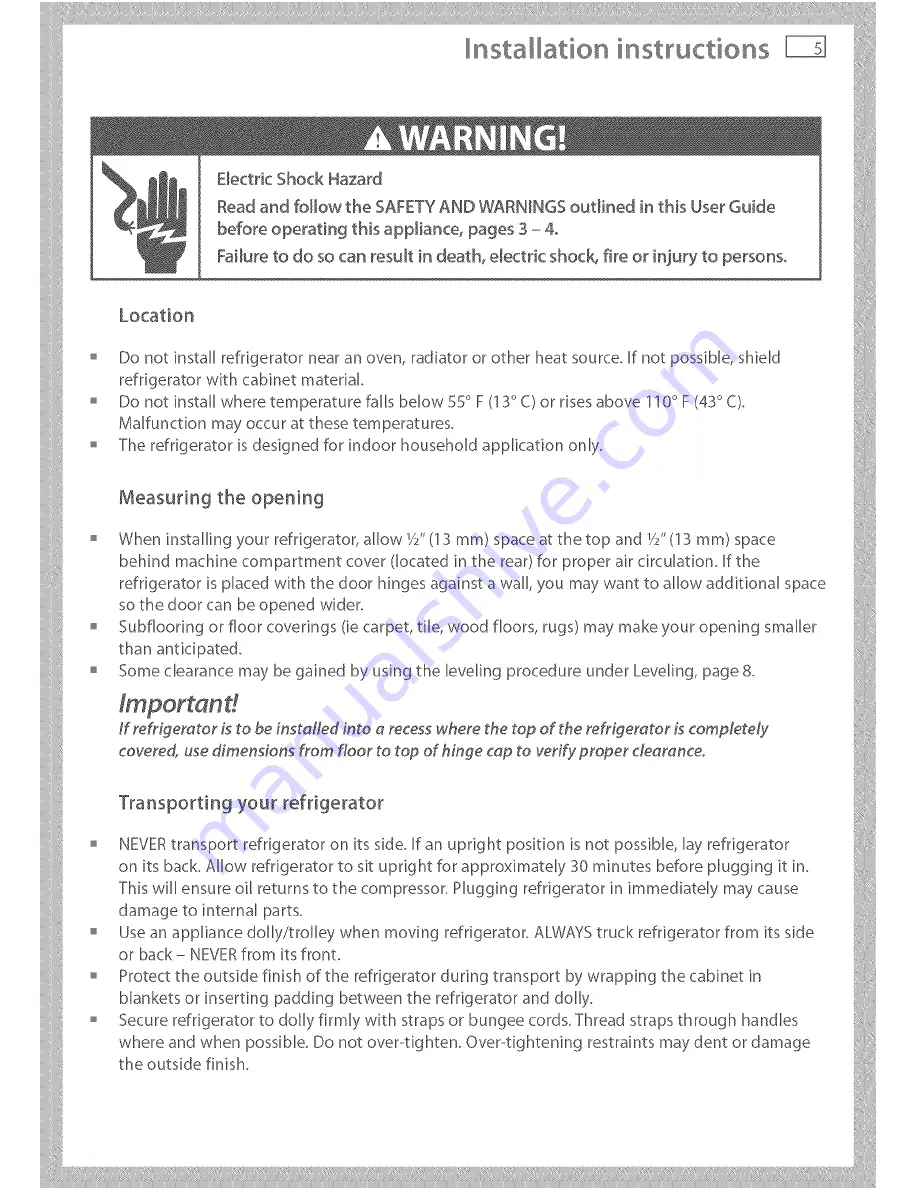 Elba ELBA RX256E Installation Instructions And User Manual Download Page 6