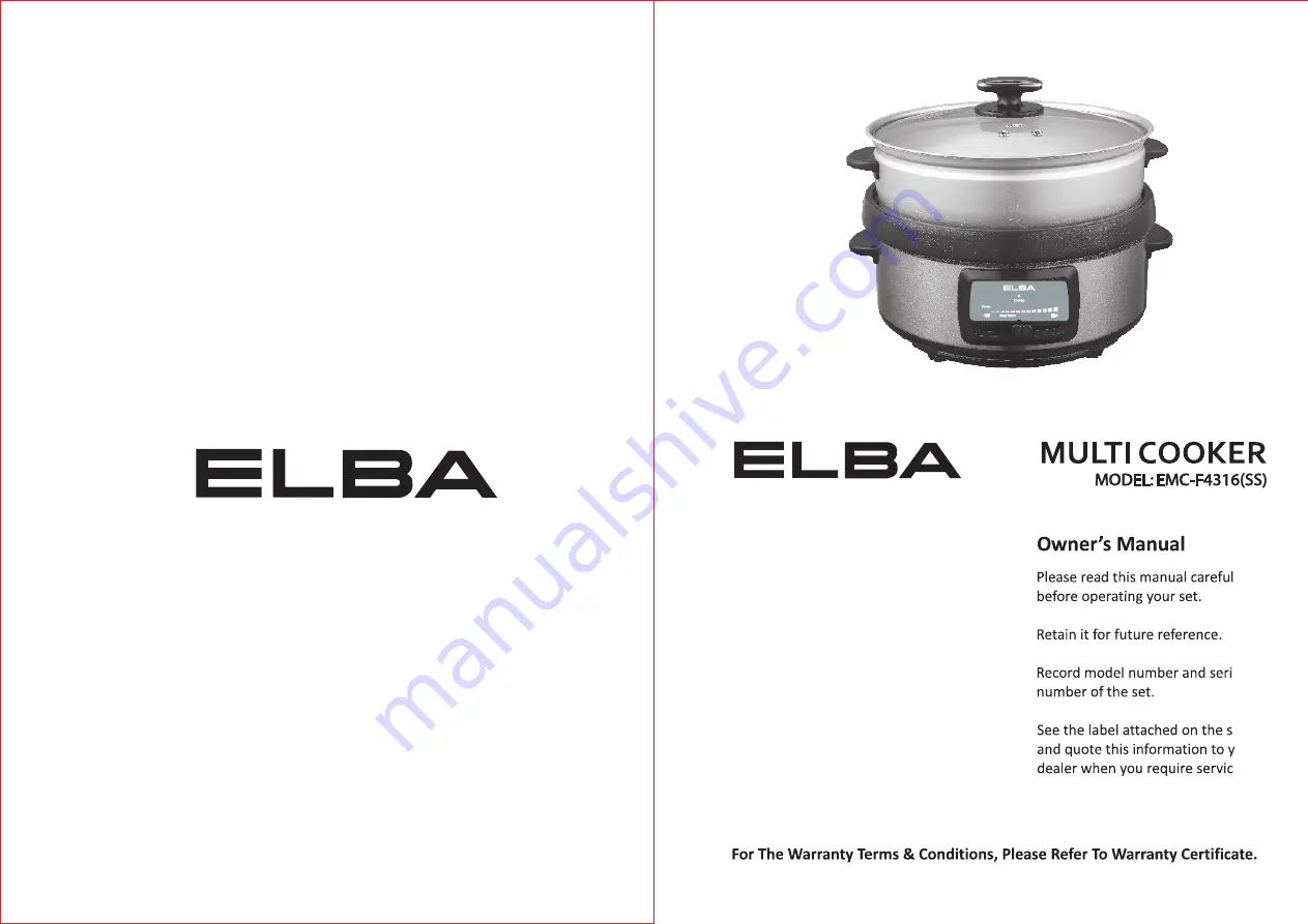 Elba EMC-F4316 Owner'S Manual Download Page 1