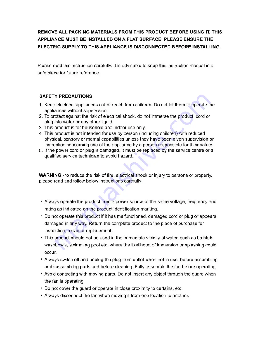 Elba ETWF-A3540RC Owner'S Manual Download Page 2