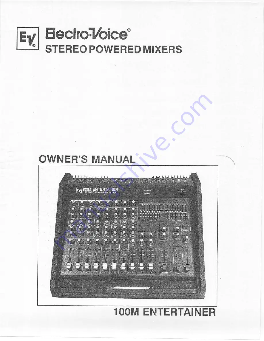 Electro-Voice 100M Entertainer Owner'S Manual Download Page 1