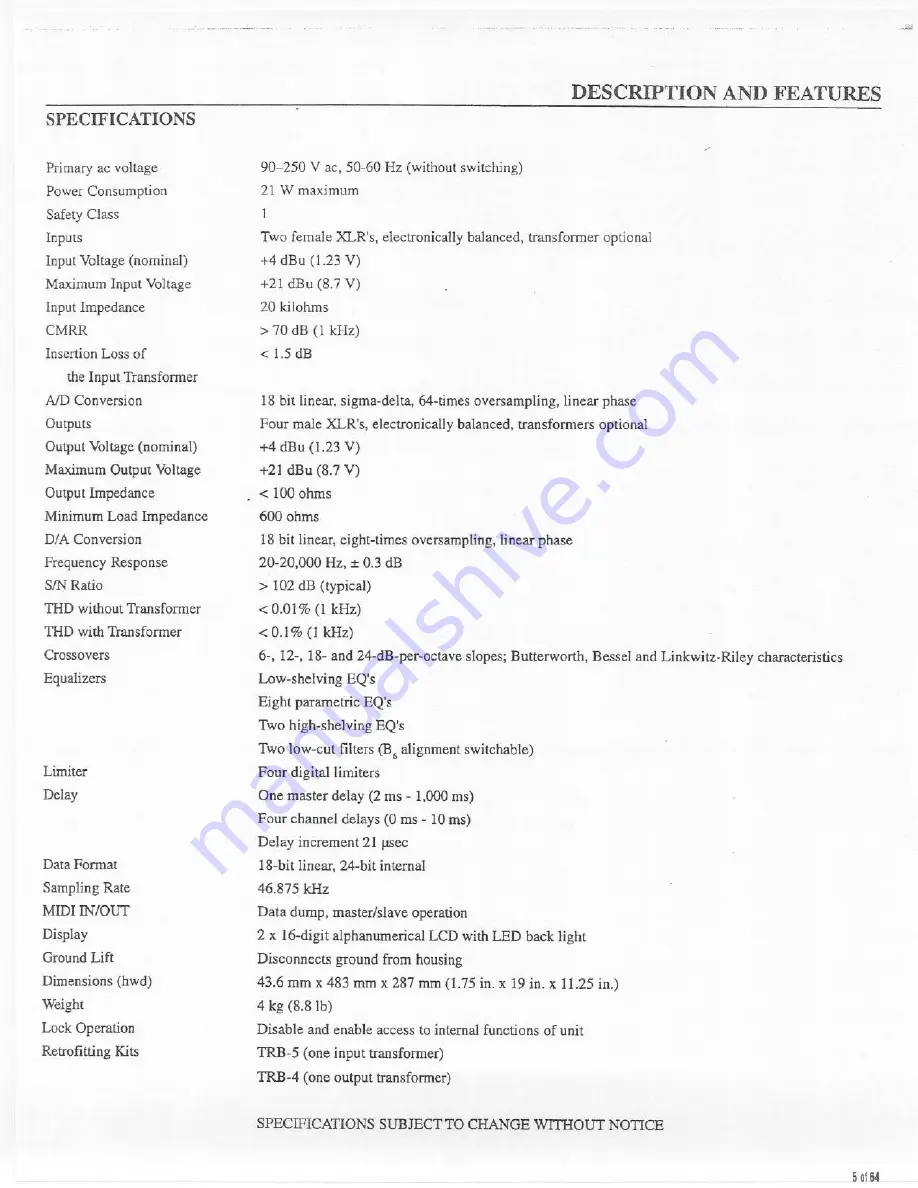 Electro-Voice Digital Sound System Processor Dx34 Owner'S Manual Download Page 3