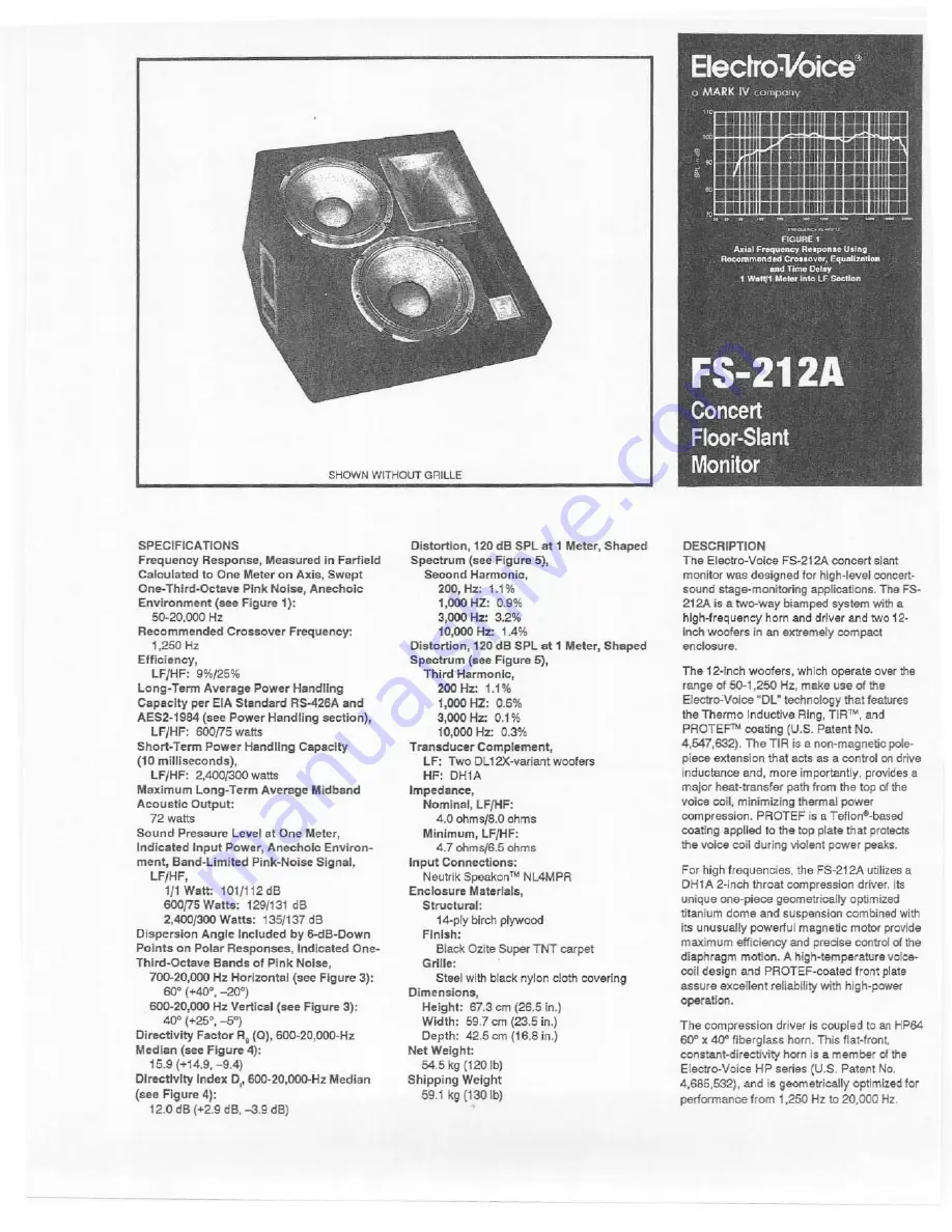 Electro-Voice FS-212A Скачать руководство пользователя страница 1