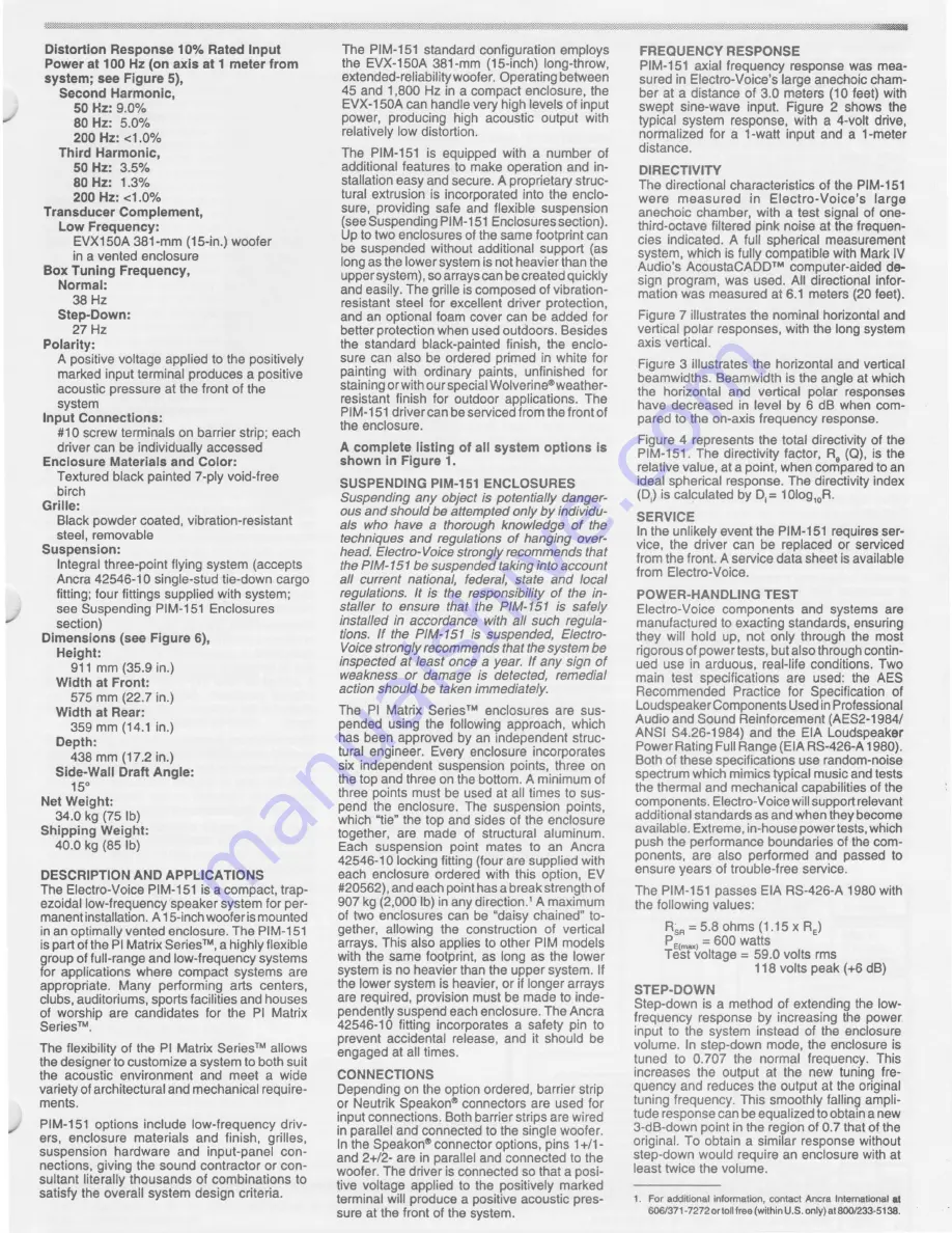 Electro-Voice PIM-151 Information Download Page 3