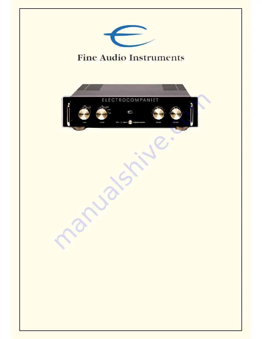 ELECTROCOMPANIET ECI2 Owner'S Manual Download Page 1