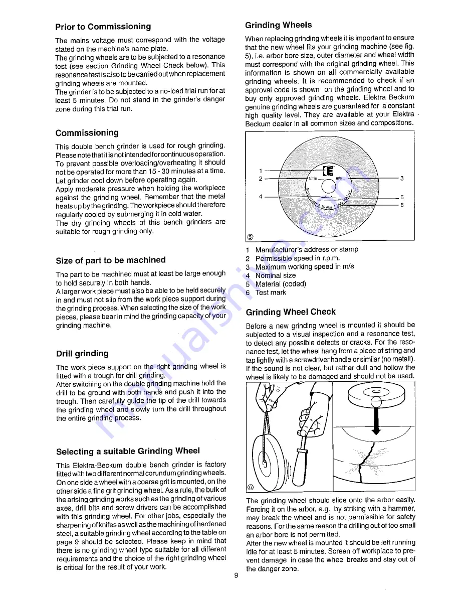 Elektra Beckum DS 125 W Operating Instructions Manual Download Page 4