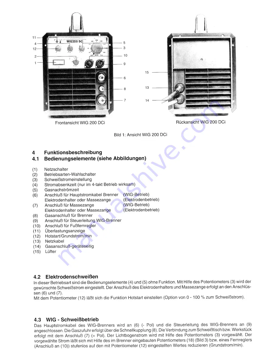 Elektra Beckum WIG 200 DCi Operating Instructions Manual Download Page 3