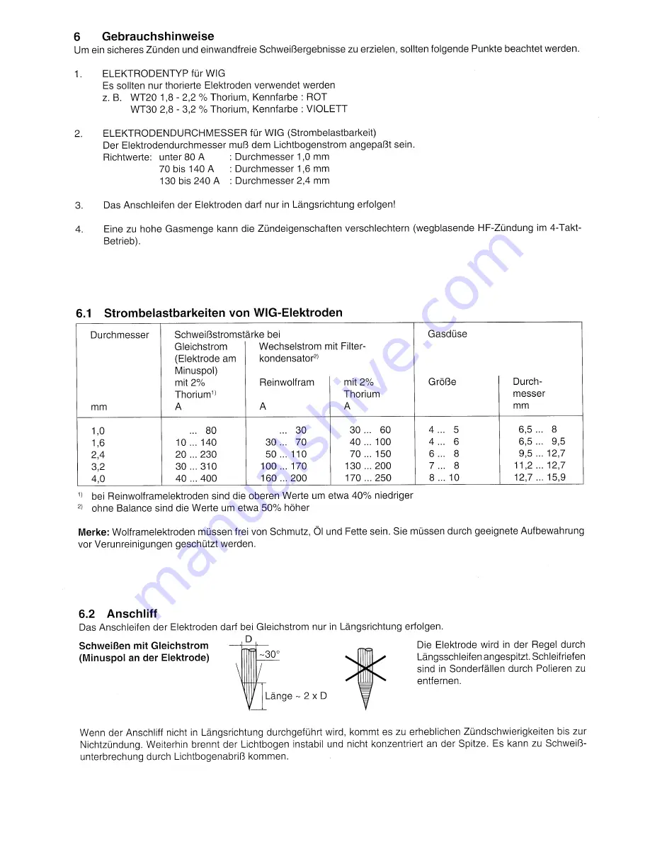 Elektra Beckum WIG 200 DCi Operating Instructions Manual Download Page 7