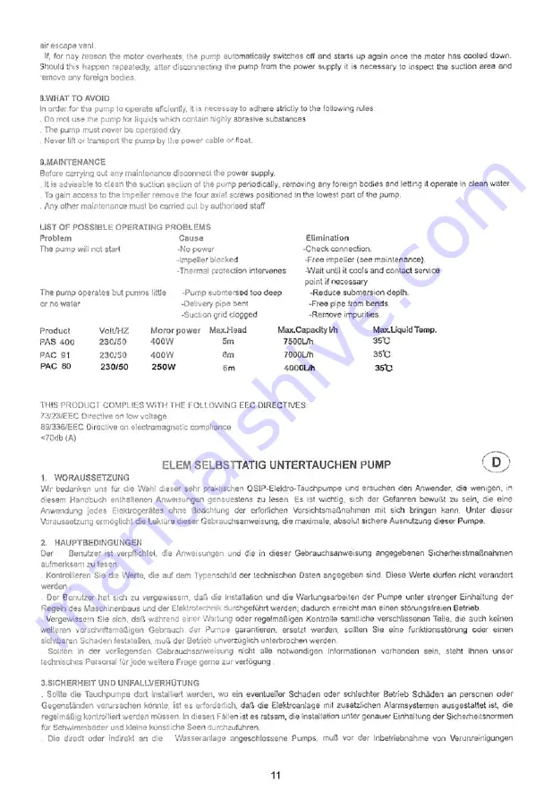 elem technic PAC80 Instruction Manual Download Page 12