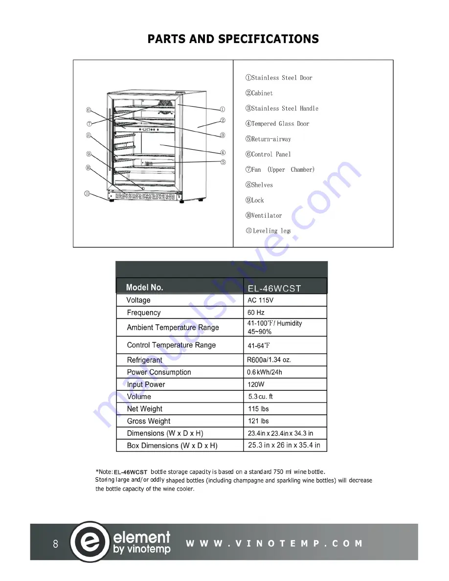 Element EL-46WCST Owner'S Manual Download Page 8