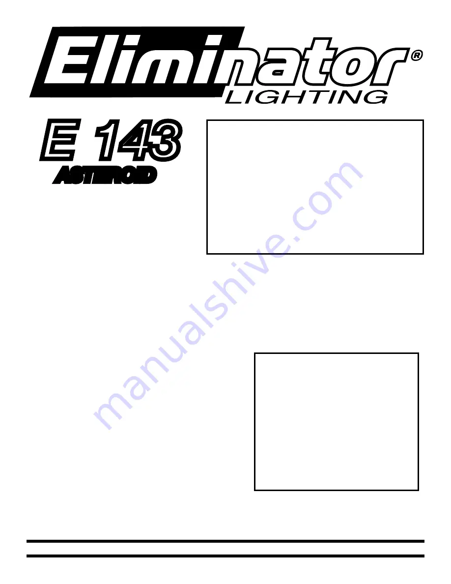 Eliminator Lighting E 143 ASTEROID Скачать руководство пользователя страница 1