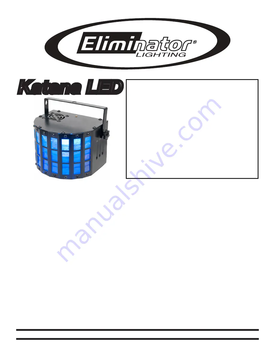 Eliminator Lighting Katana LED Manual Download Page 1