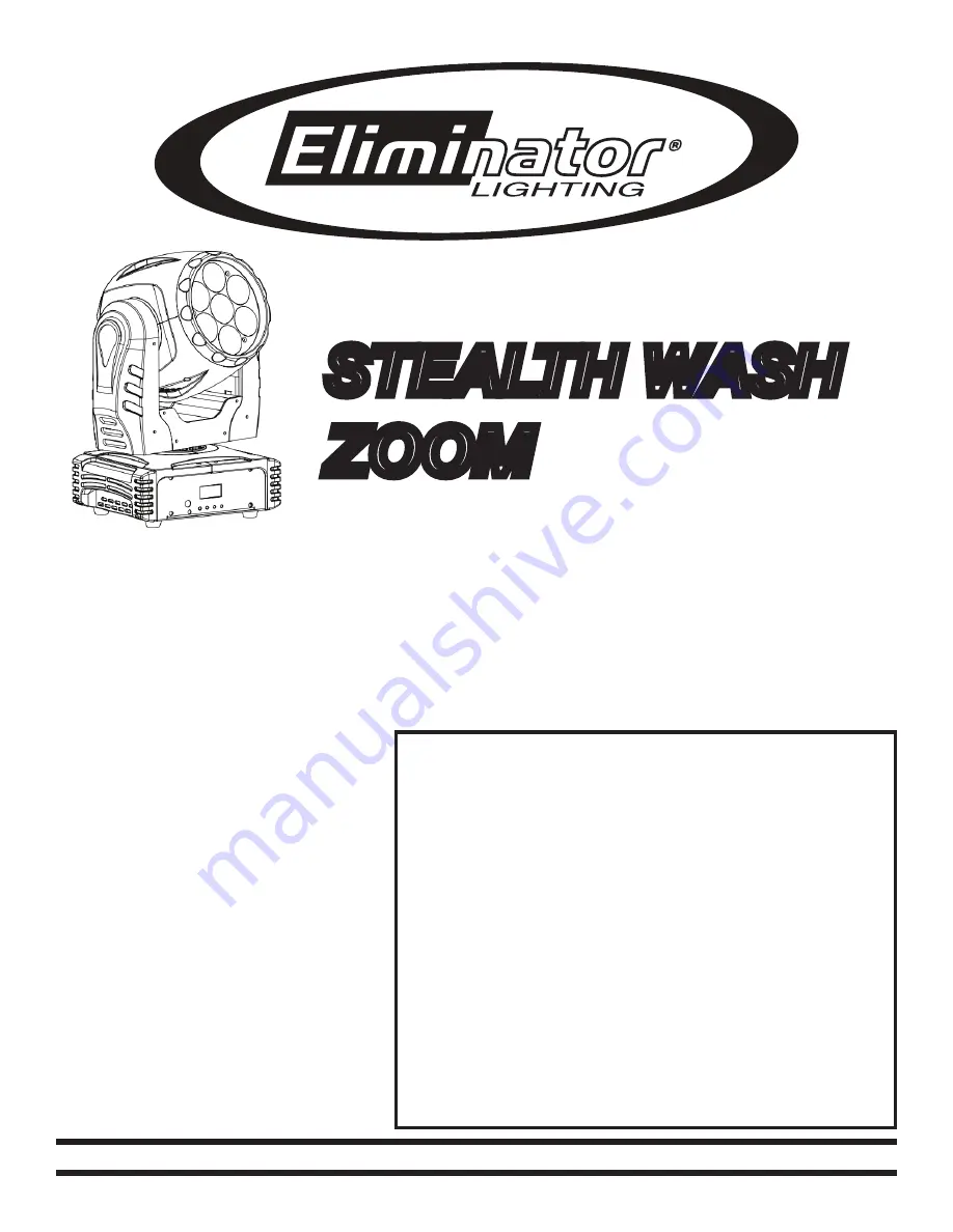 Eliminator Lighting Stealth Wash Zoom User Manual Download Page 1