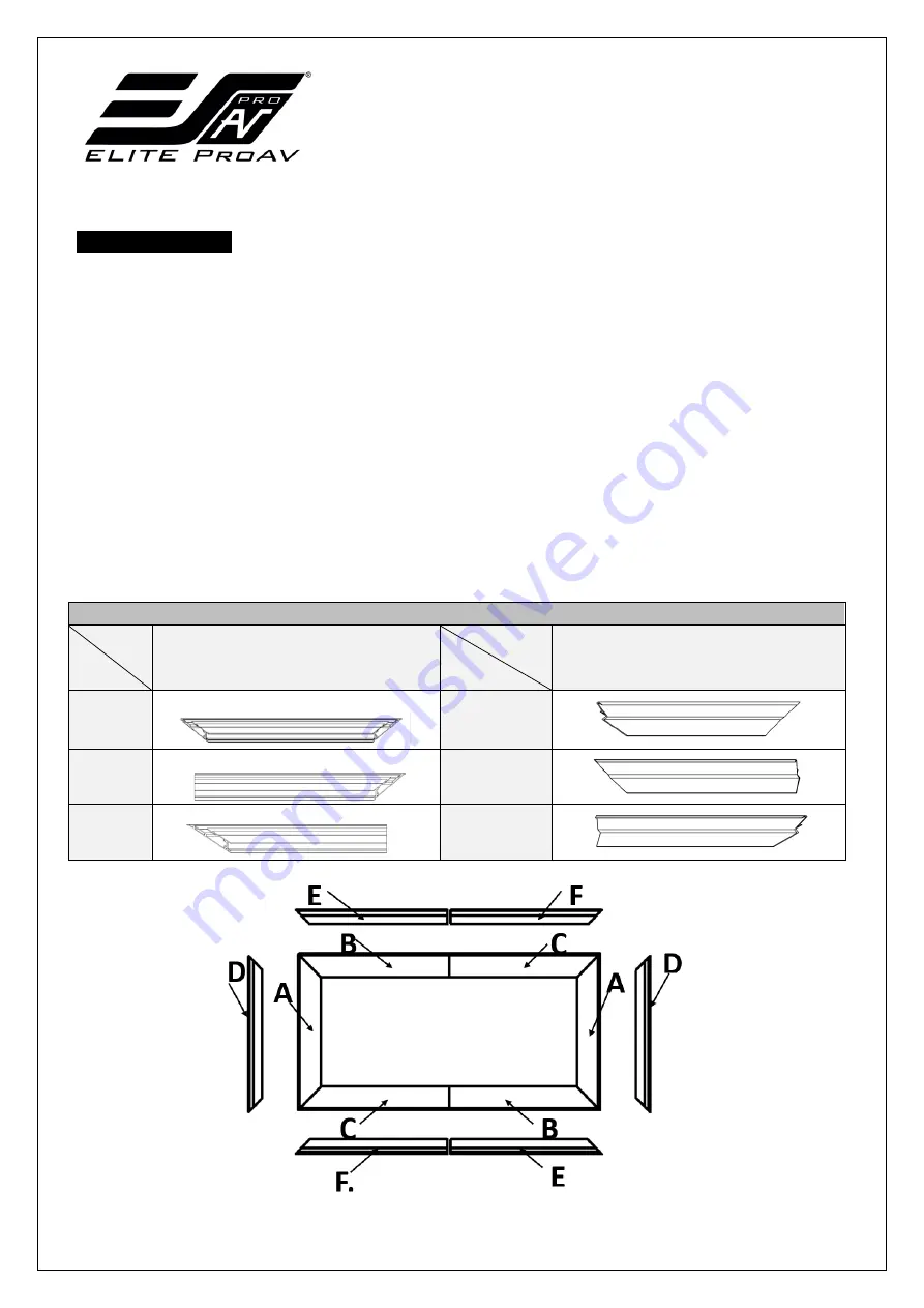 Elite ProAV Pro Frame Thin Series Скачать руководство пользователя страница 1