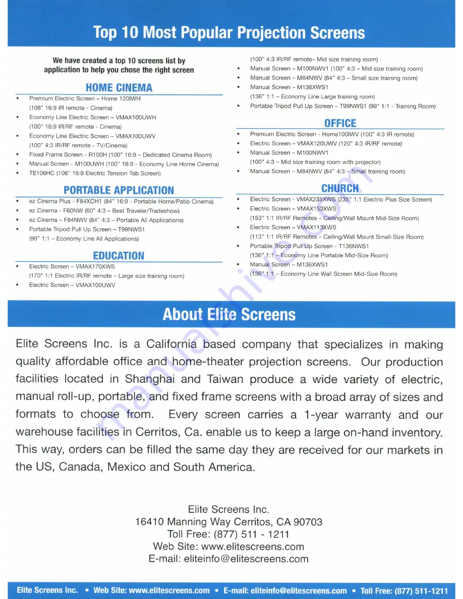 Elite Screens Ez-Frame Series User Manual Download Page 16