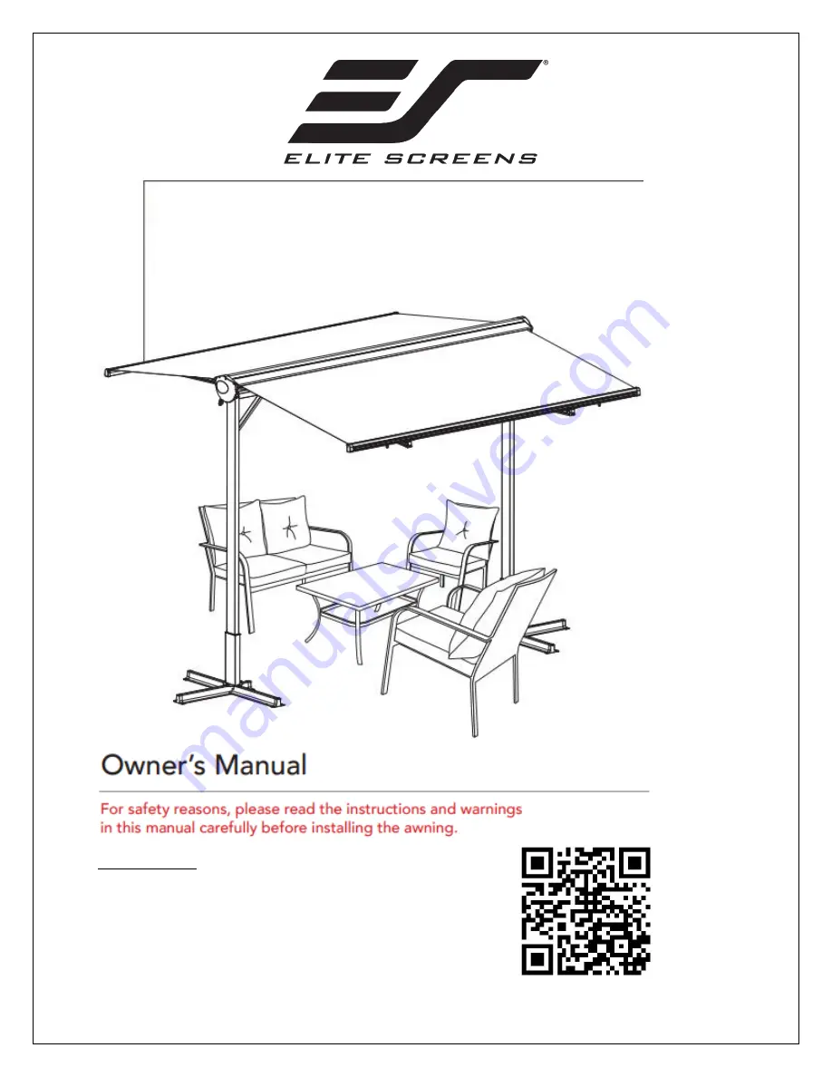 Elite Screens Yard Master Awning Series Owner'S Manual Download Page 1