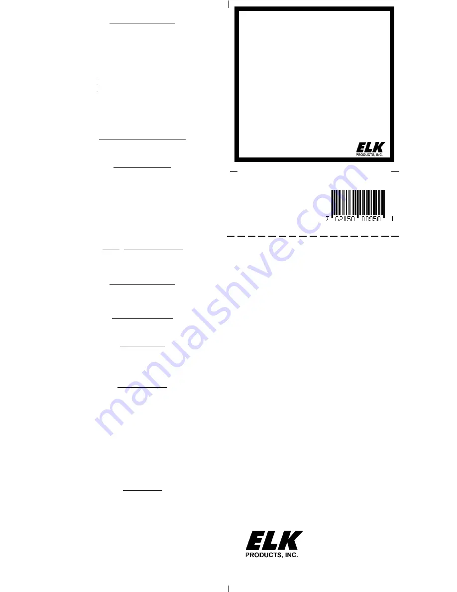Elk Products ELK-950 Скачать руководство пользователя страница 1