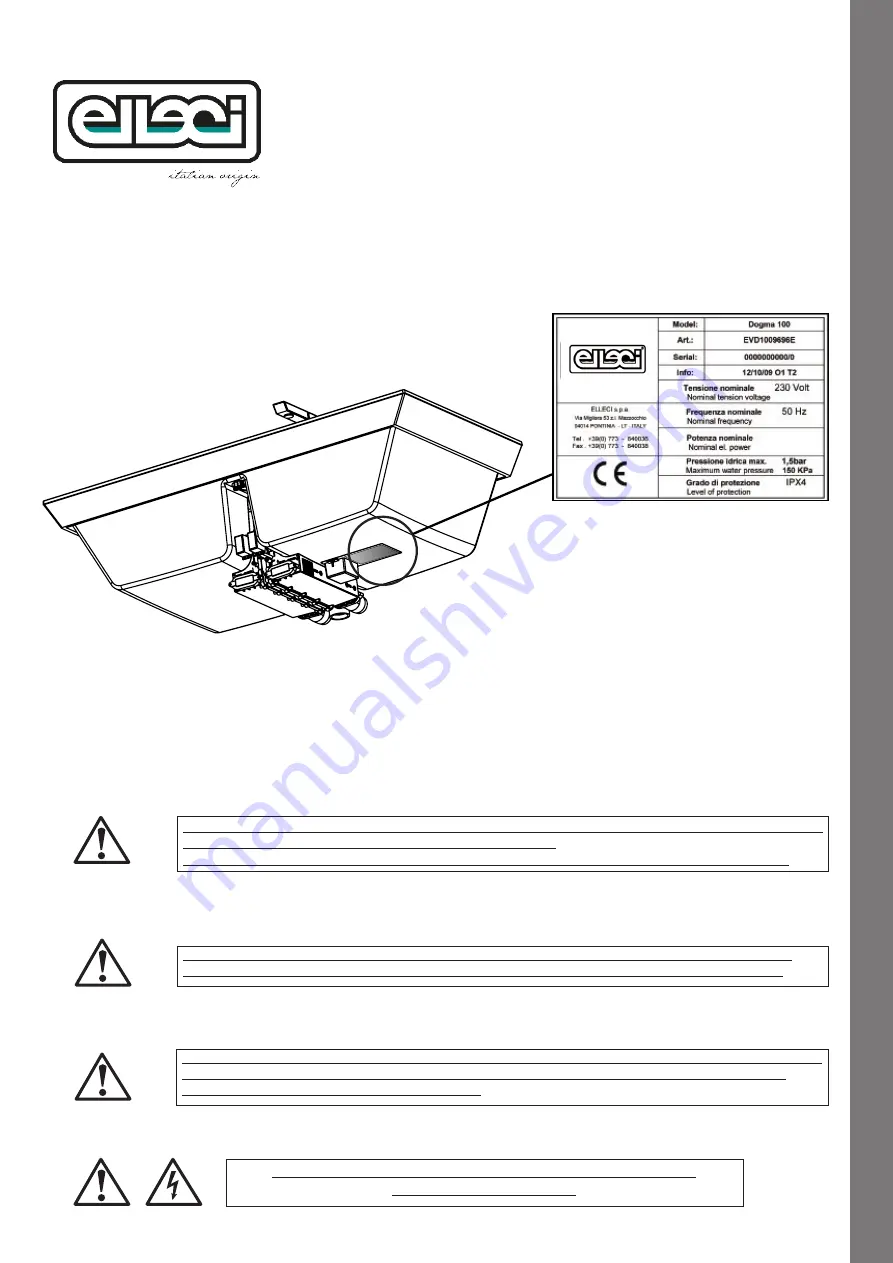 ELLECI DOGMA 100 Use And Maintenance Handbook Download Page 21