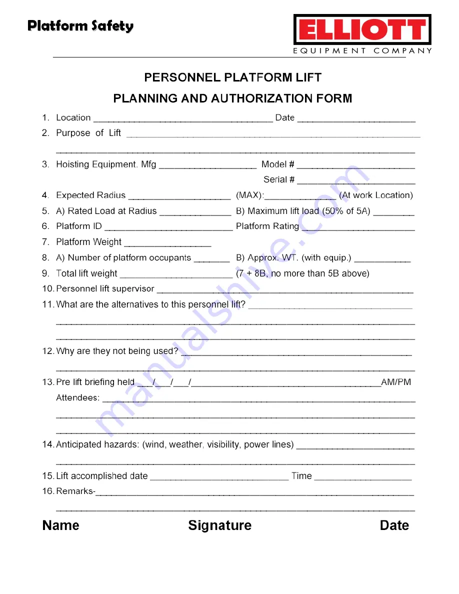 Elliott Digger Derrick Operation & Maintenance Manual Download Page 54