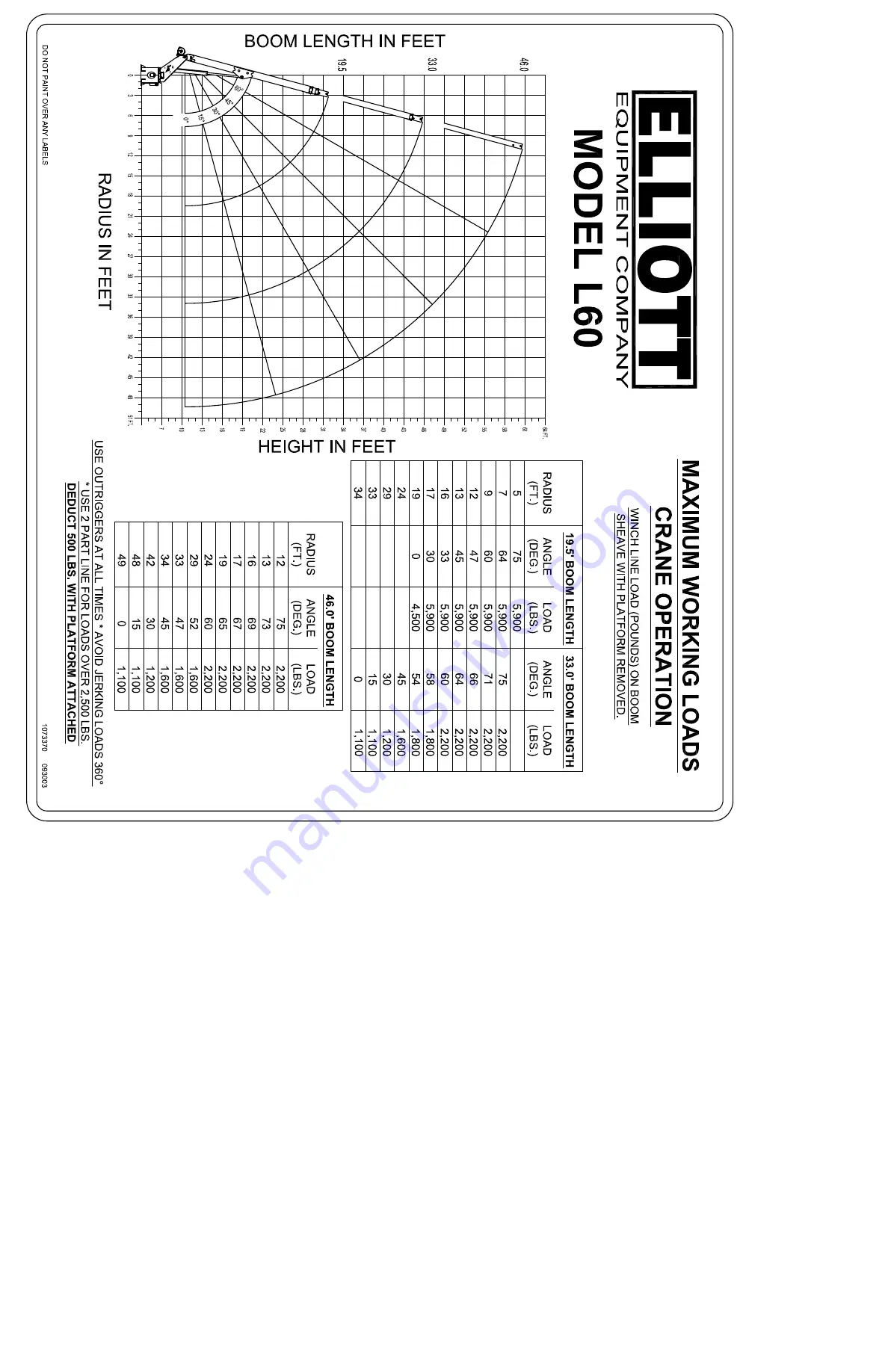 Elliott Traffic Safety Service L60 Operator'S Manual Download Page 132