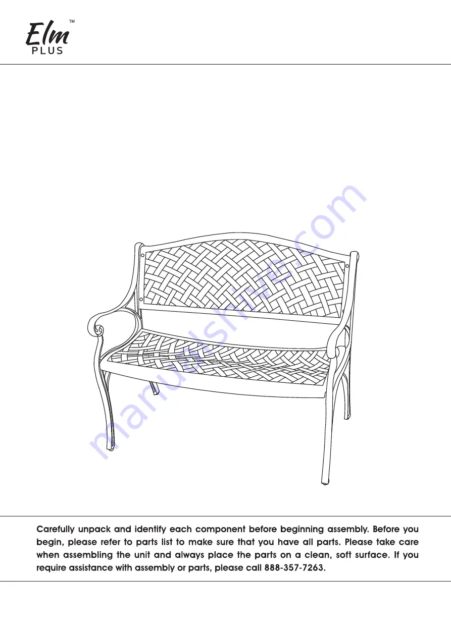 Elm Plus CAST ALUMINIUM PATIO BENCH Скачать руководство пользователя страница 1