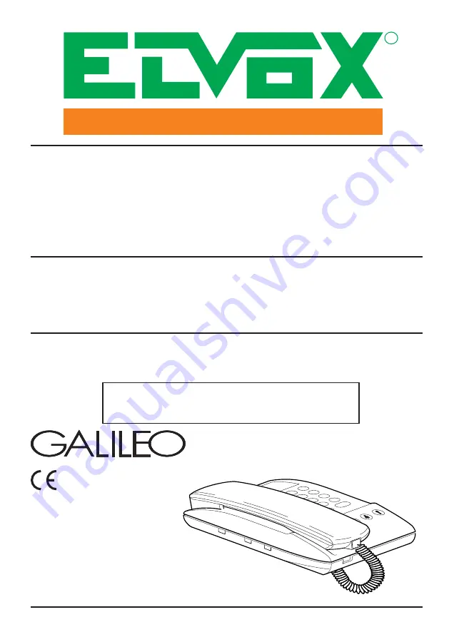 Elvox Galileo 3570 Скачать руководство пользователя страница 1