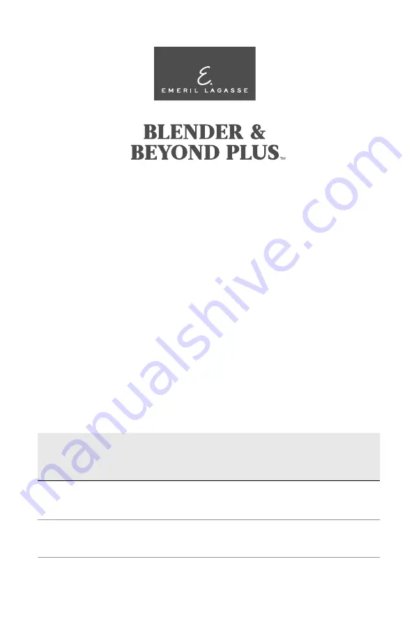 Emeril Lagasse Blender & Beyond Plus HB2248 Owner'S Manual Download Page 2