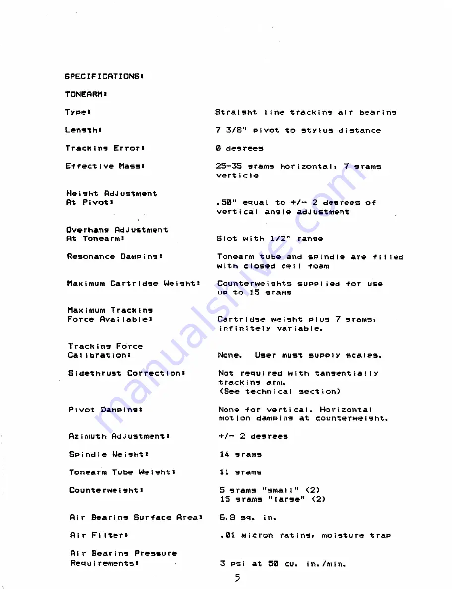 Eminent ET-2 TONEARM Owner'S Manual Download Page 6