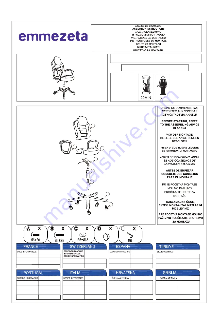 Emmezeta FY-2059-2 Assembly Instructions Manual Download Page 1