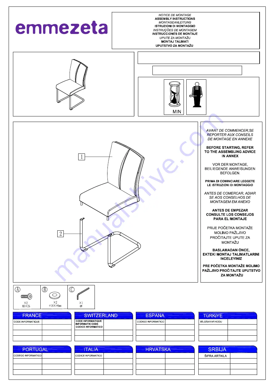 Emmezeta HDR-6313RV Assembly Instructions Manual Download Page 1