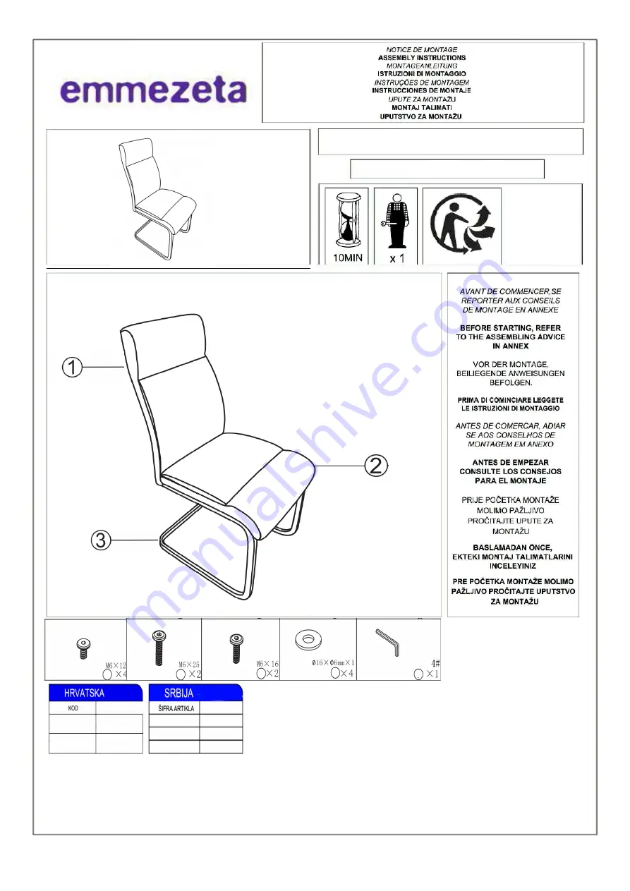 Emmezeta MONA 650365 Assembly Instructions Download Page 1