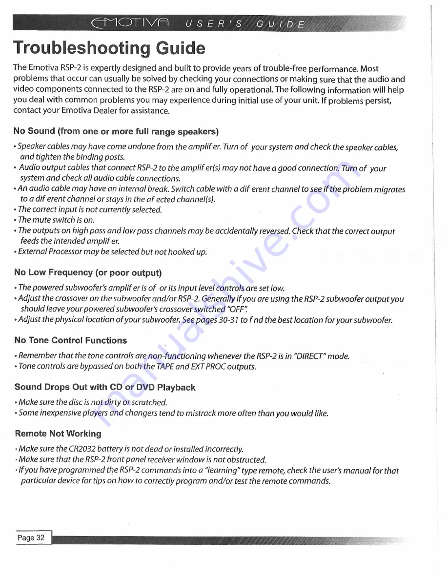 Emotiva RSP-2 User Manual Download Page 33