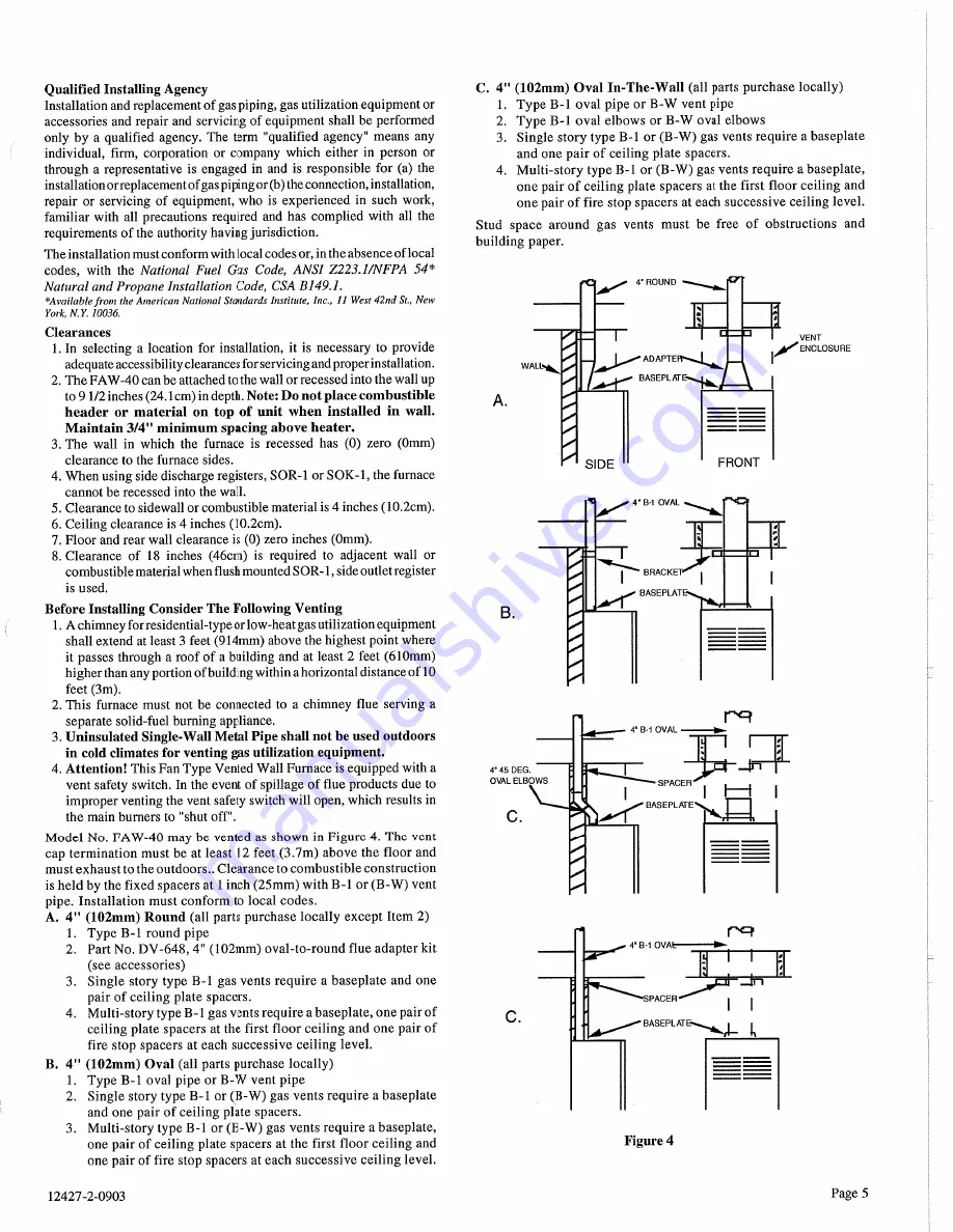 Empire Heating Systems FAW-40-1IP Installation Instruction And Owenrs Manual Download Page 5