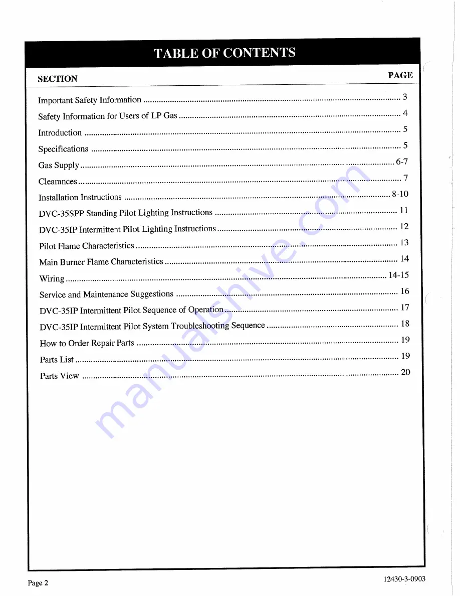 Empire DVC-35-11P Installation Instructions And Owner'S Manual Download Page 2