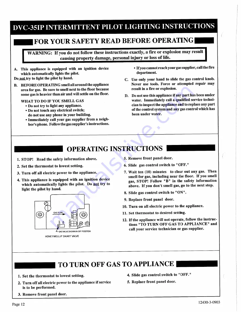 Empire DVC-35-11P Installation Instructions And Owner'S Manual Download Page 12