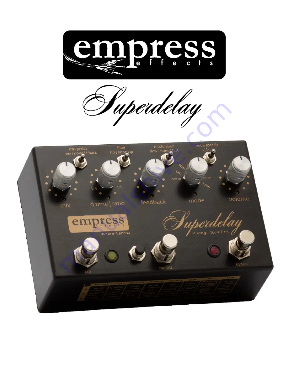 Empress Effects Superdelay Скачать руководство пользователя страница 1