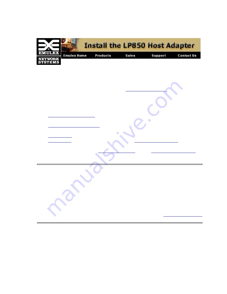 Emulex LP850 Installation Manual Download Page 1