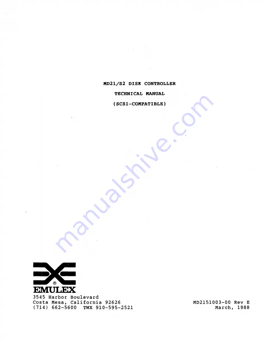 Emulex MD21/S2 Technical Manual Download Page 1