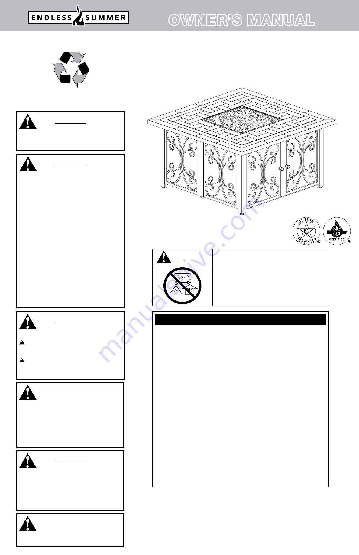 Endless Summer GAD1351SP Owner'S Manual Download Page 1