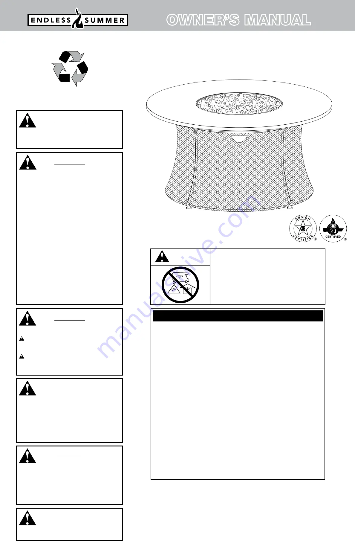 Endless Summer GAD1375SP Owner'S Manual Download Page 1