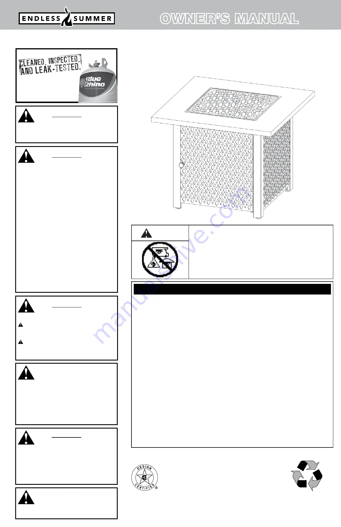 Endless Summer GAD1422T Owner'S Manual Download Page 1