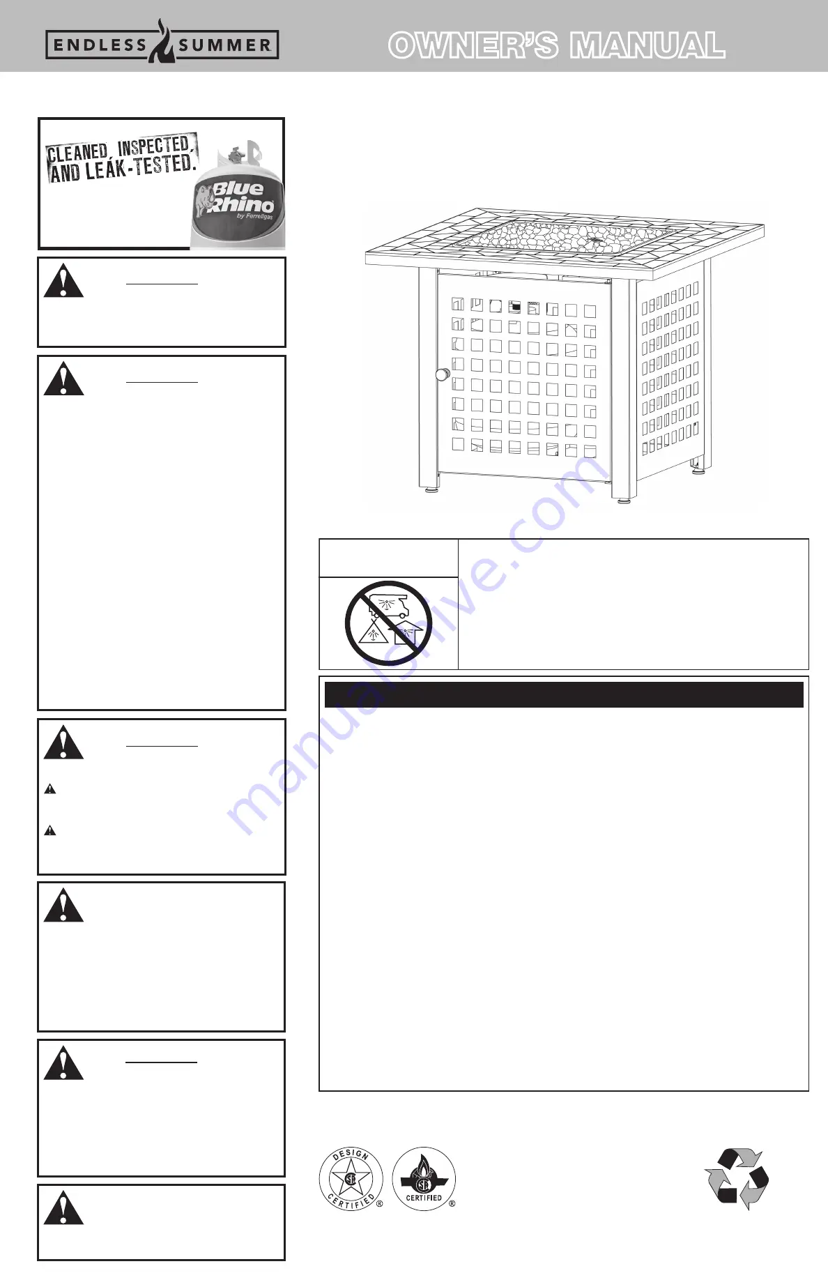 Endless Summer GAD1428SP Owner'S Manual Download Page 1