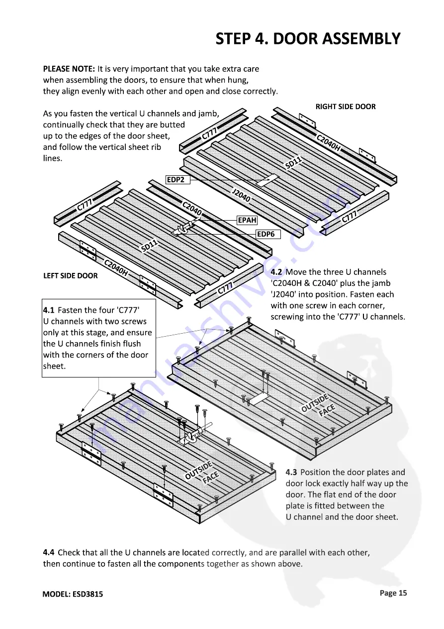 EnduraShed ESD3815 Manual Download Page 15