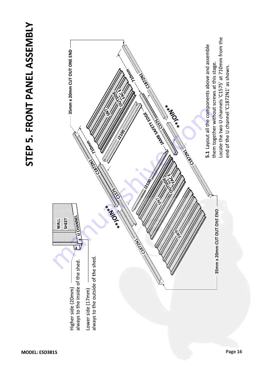 EnduraShed ESD3815 Manual Download Page 16