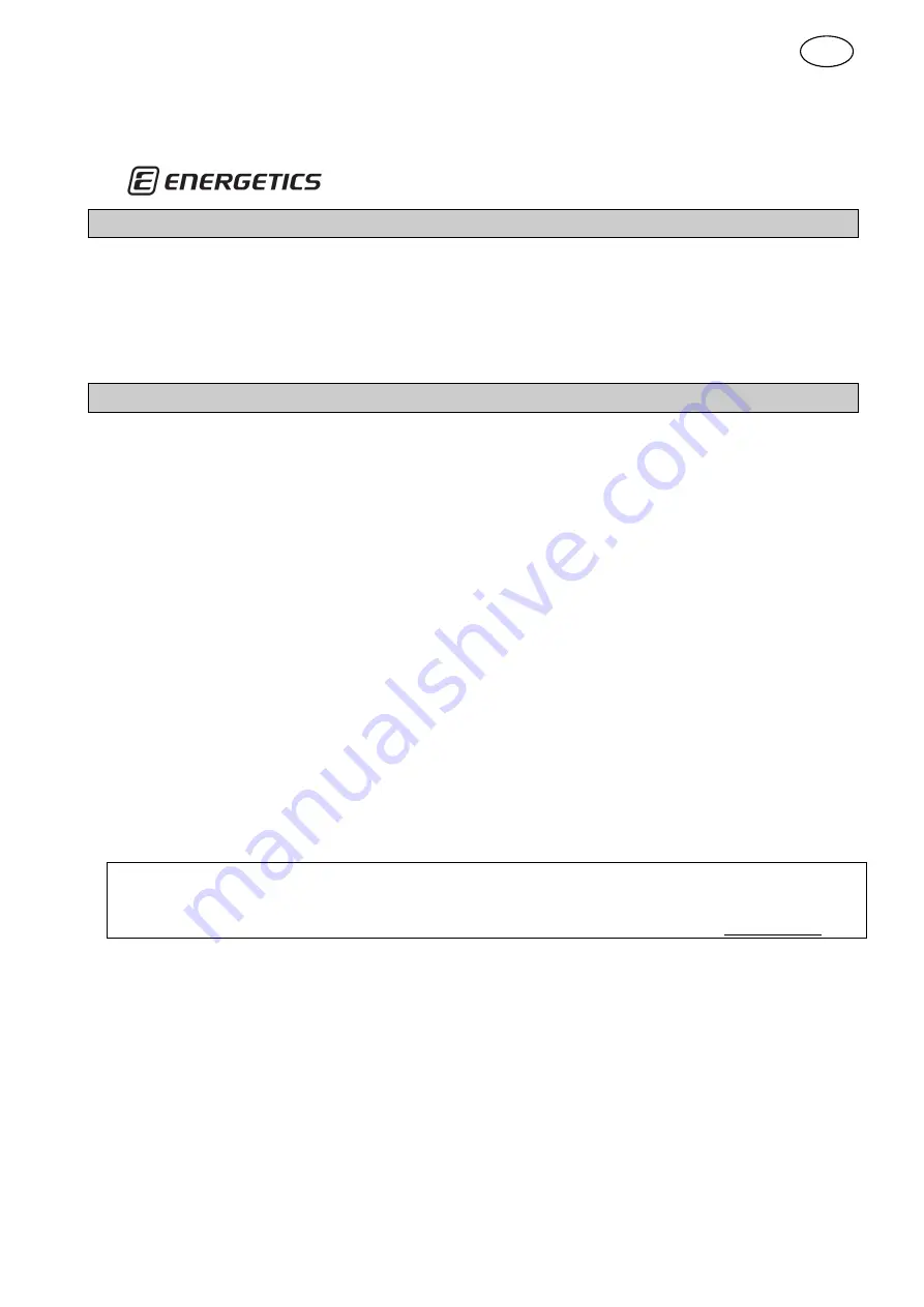 Energetics ET 12.0 ERGOMETER Instructions Manual Download Page 3