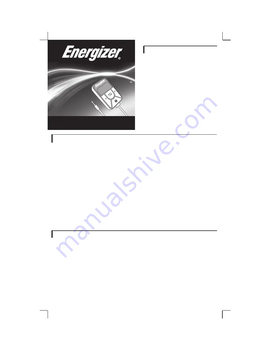 Energizer ENG-FMT1 Скачать руководство пользователя страница 1