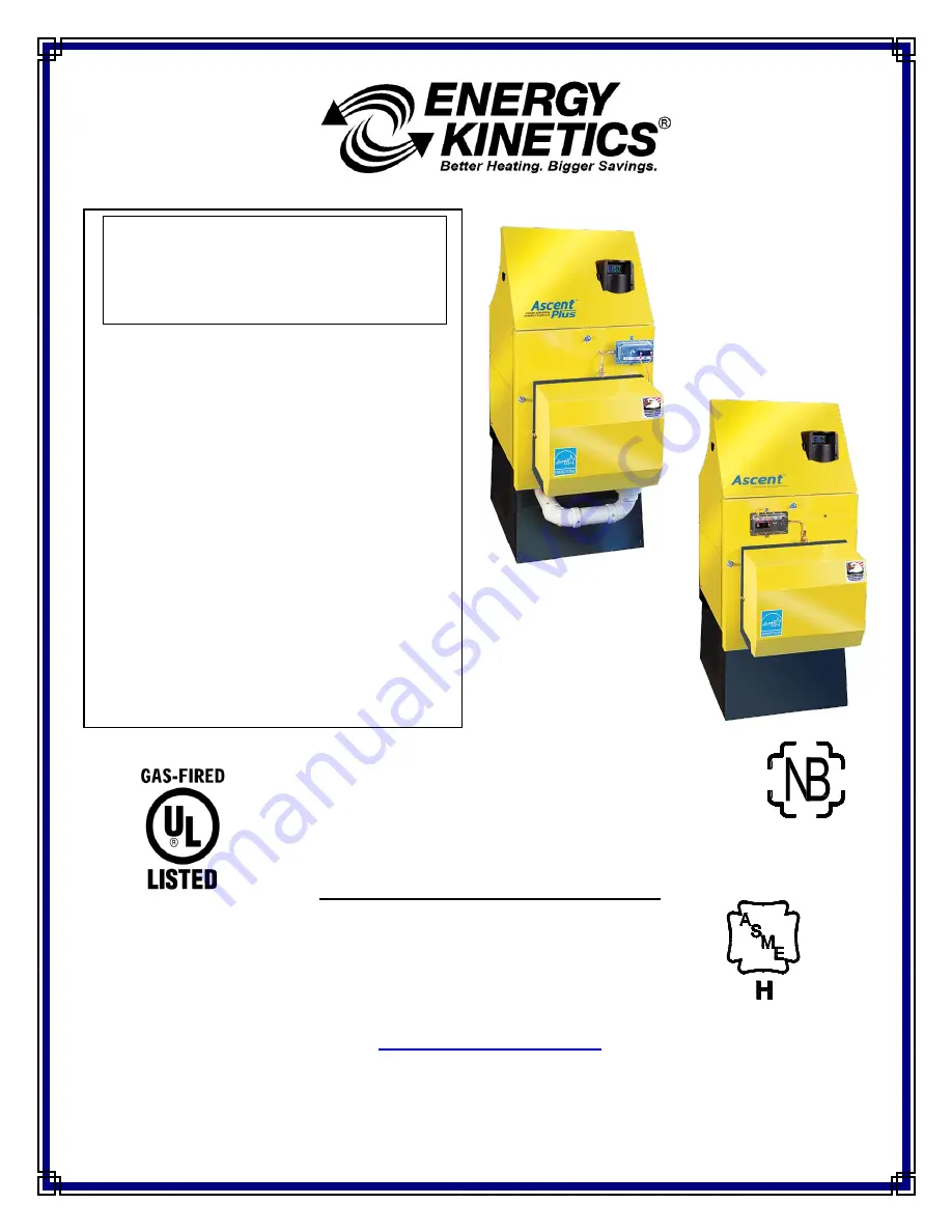 ENERGY KINETICS Ascent Combi Boilers Скачать руководство пользователя страница 1