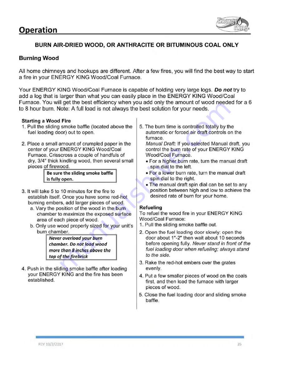 ENERGY KING EK365 Installation, Operation & Maintenance Manual Download Page 28