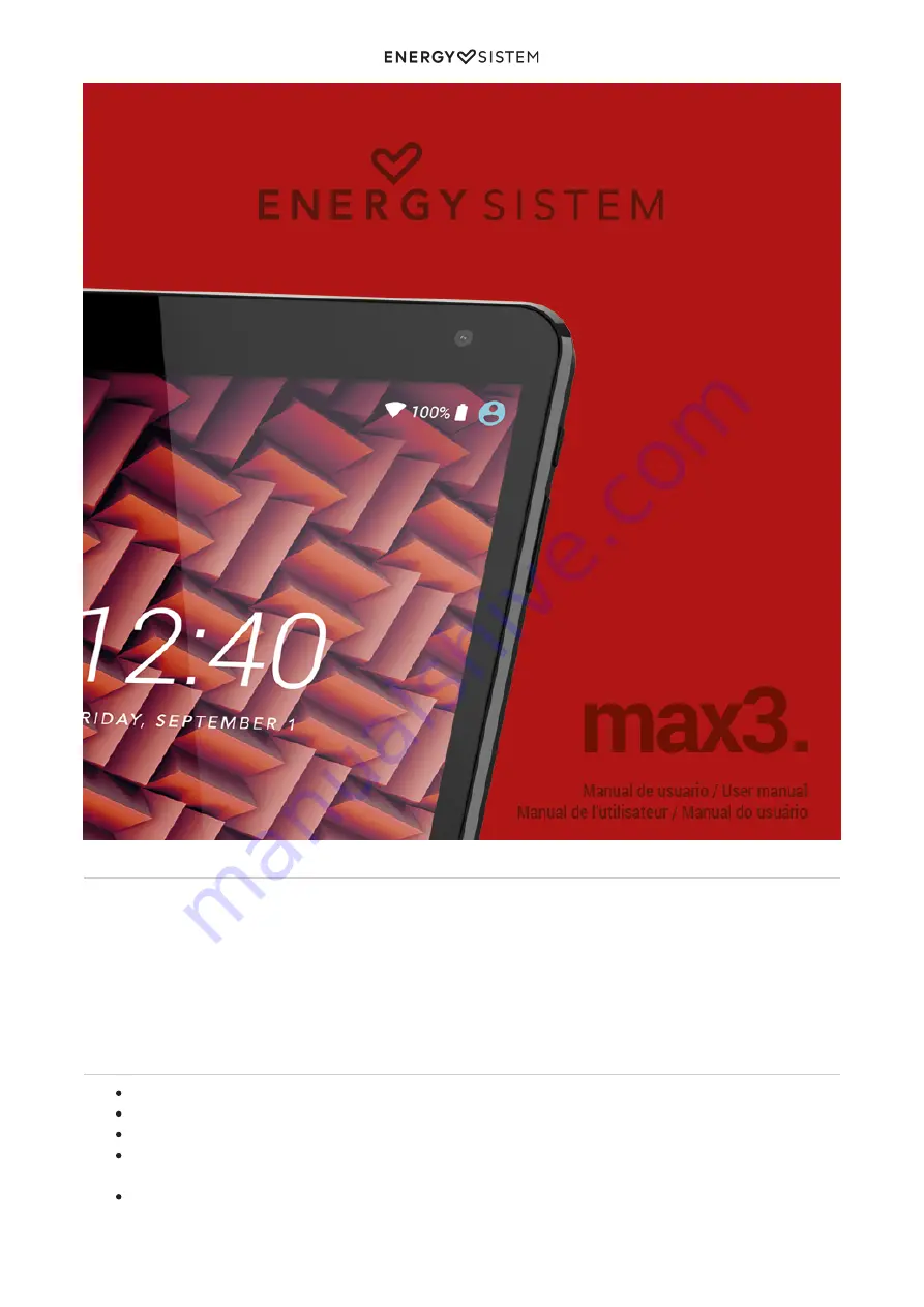 ENERGY SISTEM Energy Tablet Max 3 User Manual Download Page 3