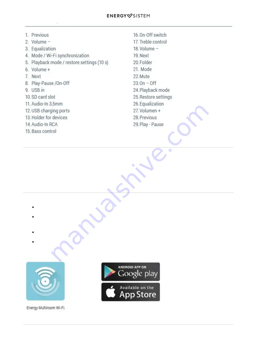 ENERGY SISTEM Multiroom Tower Wi-Fi Скачать руководство пользователя страница 6